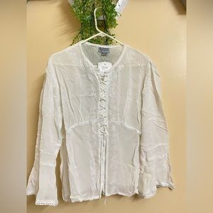 Beautiful sheer lace full sleeves blouse